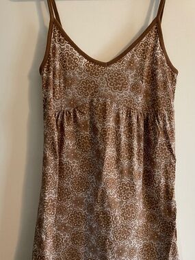 EUC Damsel Urban Outfitters Brown & White Floral Tunic Strappy Tank Top Medium